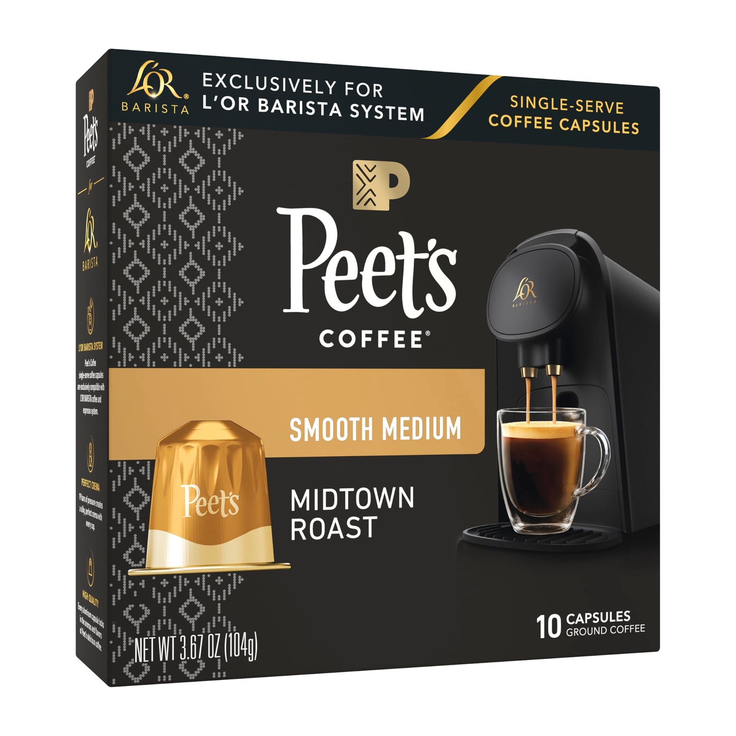 LOr Barista Coffee Pods 10 Count PeetS Midtown Single-Serve Aluminum Units Compatible With The LOr Barista System & *Nespresso Oriflavor Blendal Machines 10 Count (Pack Of 1)