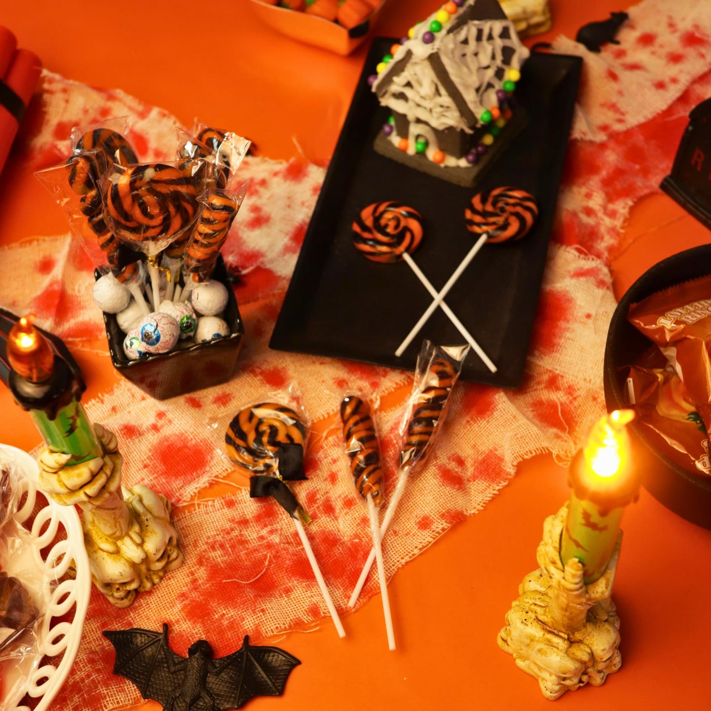 Orange and Black Swirl Halloween Lollipops Festive Trick or Treat Candy Individually Wrapped Party Favors 24 Count