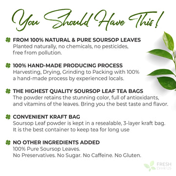 FRESHDRINKUS Soursop Leaf Powder, 100% Natural, Vegan, 1oz