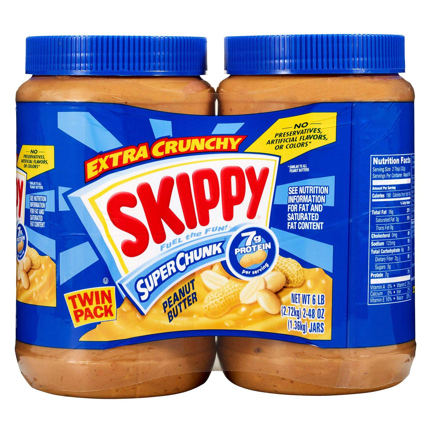 Skippy Chunky Peanut Butter-48 Oz, 2 Ct
