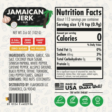 Flavor God Jamaican Jerk Rub Mix - Natural Spice Blend, Large (Pack of 2), Gluten & Dairy Free, Vegan, Keto Friendly