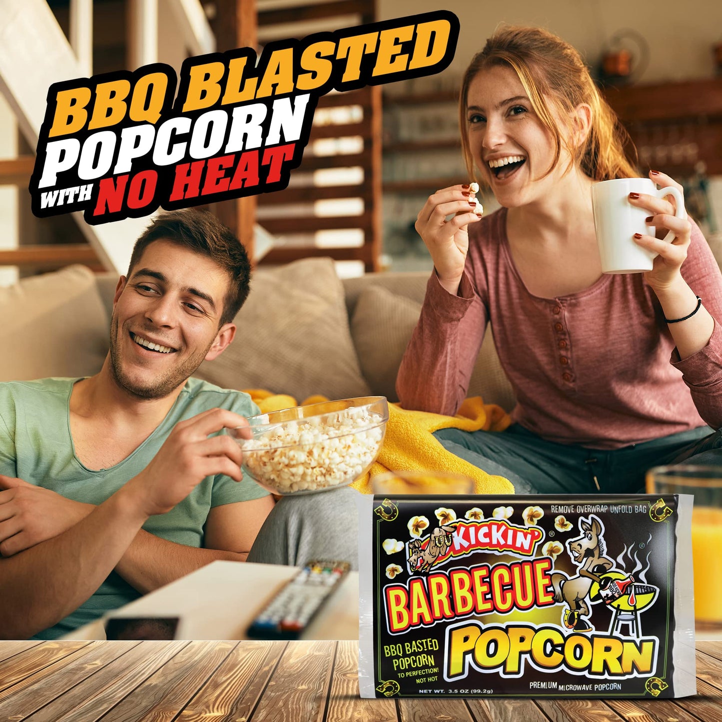 ASS KICKIN BBQ Microwave Popcorn - 6 Pack, 3.5 Ounce Bags - Gourmet Snack for Movie Night