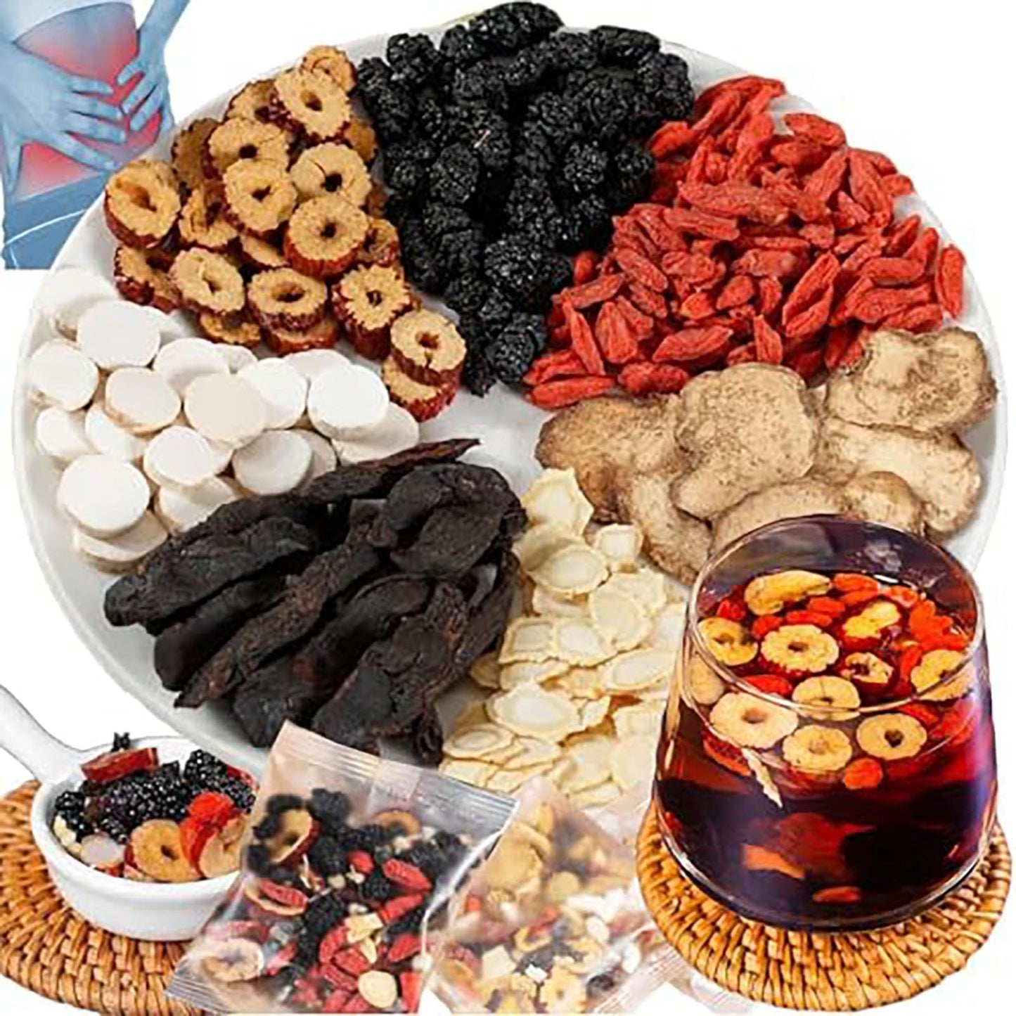 The Para Limpiar Los Riones, Ginseng Six Treasure Tea, 30bag Kidney Tea Formula Ginseng Five Treasure Tea, Organic Kidney Cleans