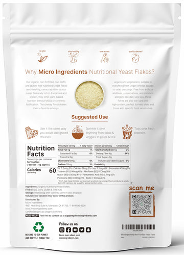 Organic Non-Fortified Nutritional Yeast Flakes, 2 Pounds (32oz) | Rich in Vegan Protein, B Vitamins & Beta-glucans | Keto Friend