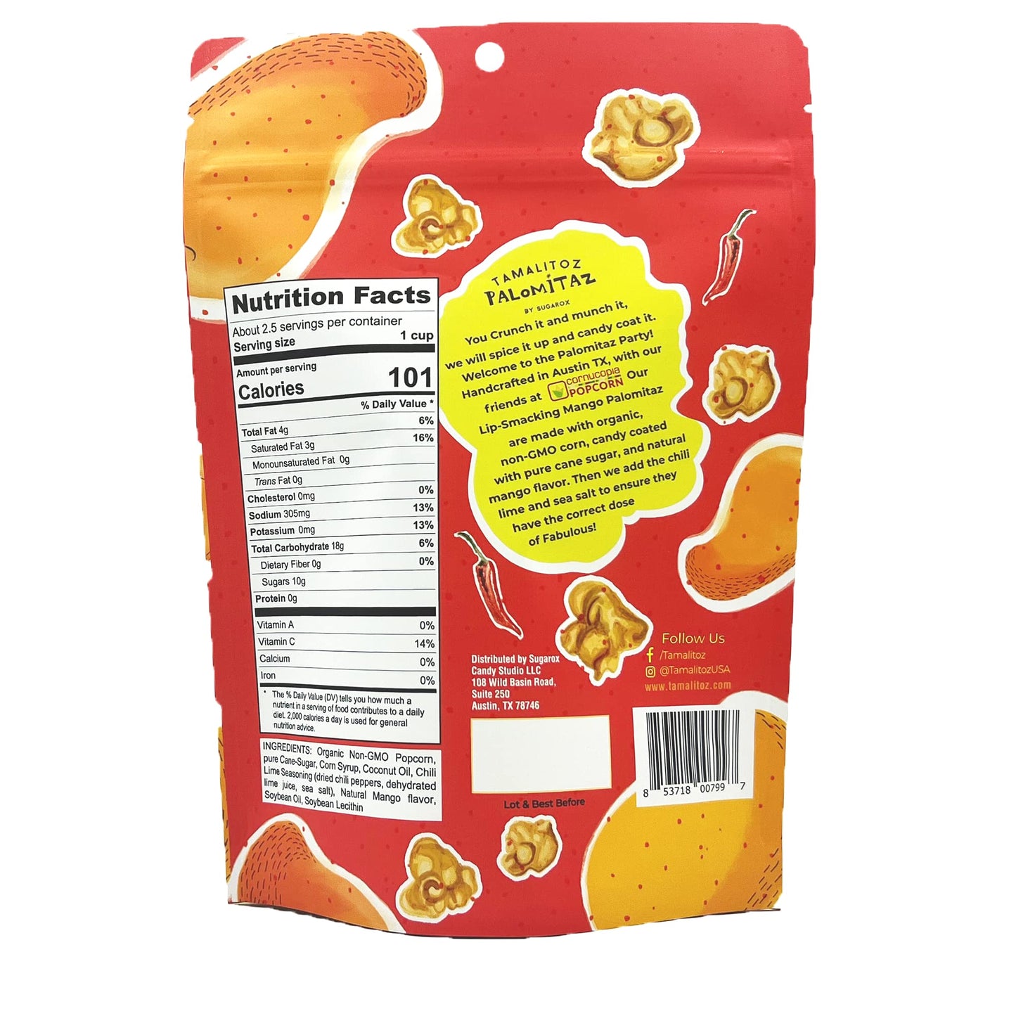 Tamalitoz by Sugarox Sweet & Spicy Mango Popcorn, 4 Ounce (Pack of 4), Made with Chili Powder, Lime, and Sea Salt