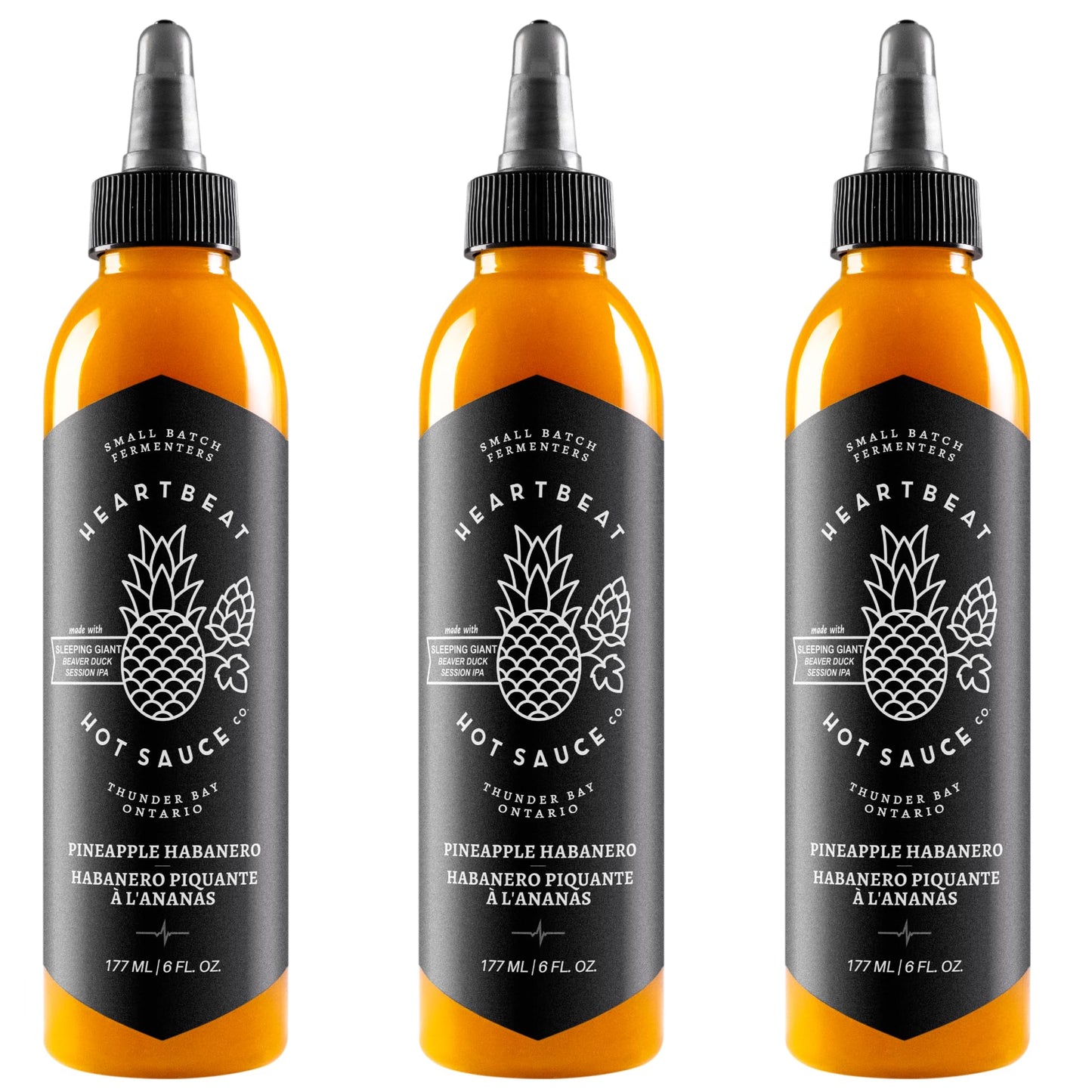 HEARTBEAT HOT SAUCE CO. Pineapple Habanero Hot Sauce, 6 fl oz (Pack of 3)