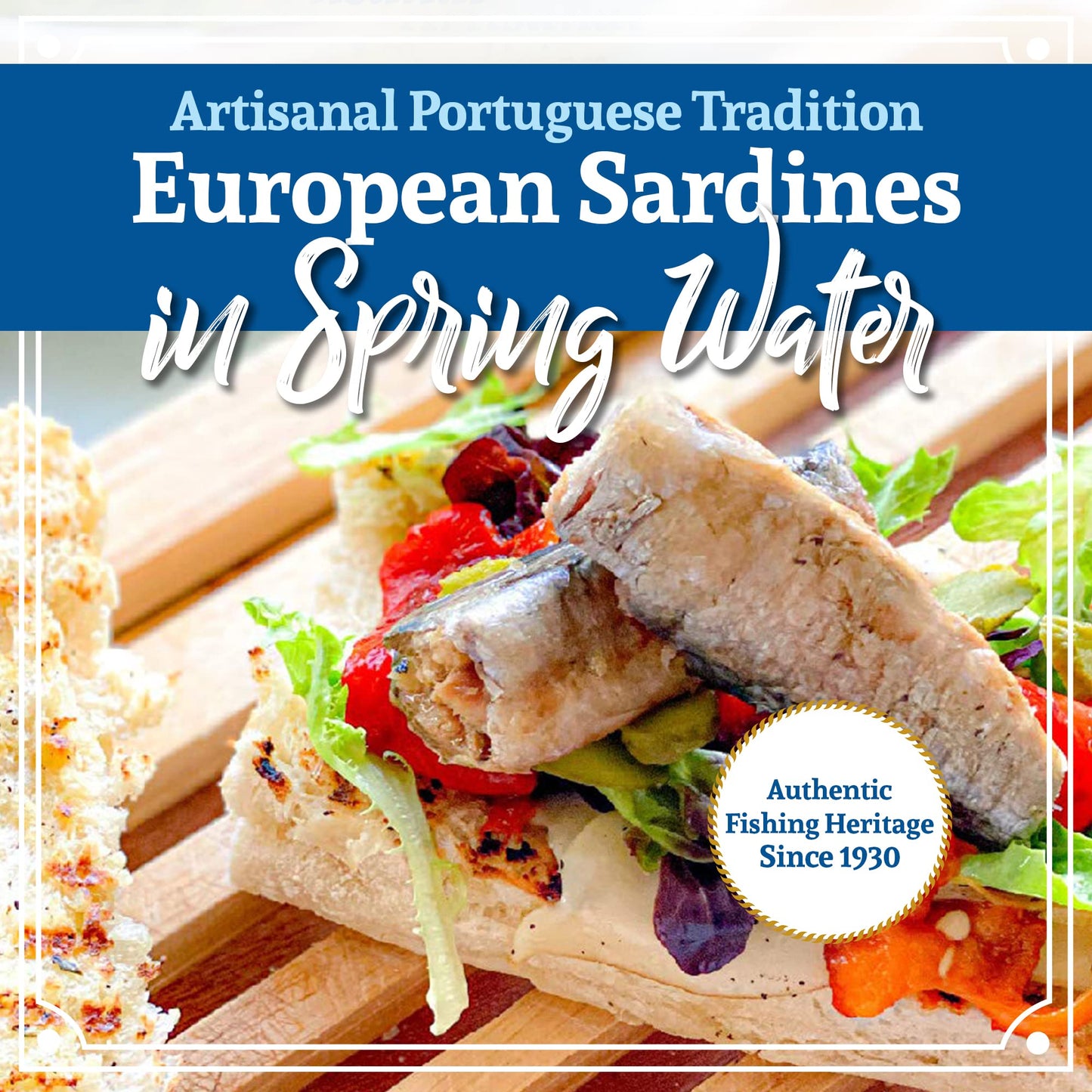 Santo Amaro - Authentic European Sardines in Water, Hand-Packed Canned Sardines Wild Caught Sardines in Water, Sea Salt, 140 Cal