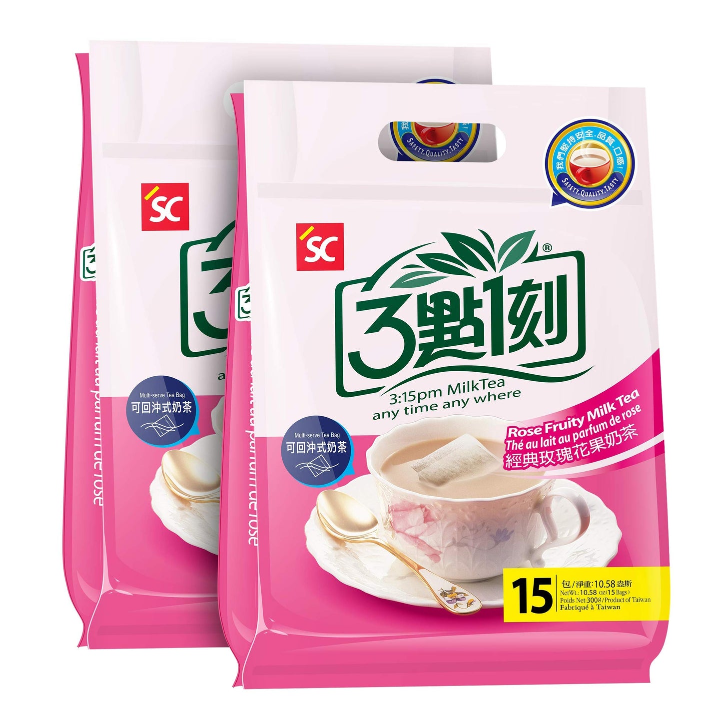 3:15Pm Milk Tea - Classic Series - Authentic Bubble Tea (10 Teabags) (Rose Fruity Milk Tea 30)