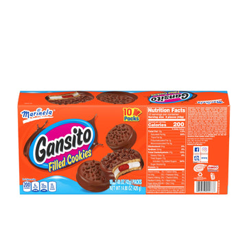 Marinela Gansito Chocolatey Covered Strawberry & Creme Filled Cookies, 10 Pack, 14.8 Oz