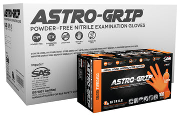 Sas Safety 66575 Nitrile Astro Grip Powder-Free Disposable Glove, Xx-Large (Pack Of 1000), Orange