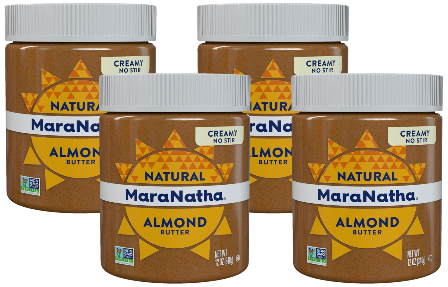 MaraNatha No Stir Creamy Almond Butter, 12 oz Jar (Pack of 4)