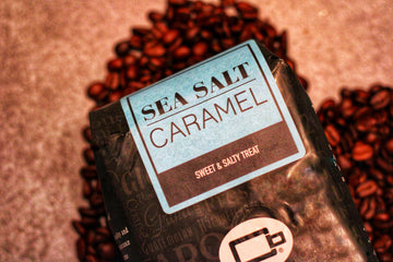 Sea Salt Caramel Flavored Coffee, Specialty Arabica Coffee, Medium Roast, 12 Ounce, Whole Bean