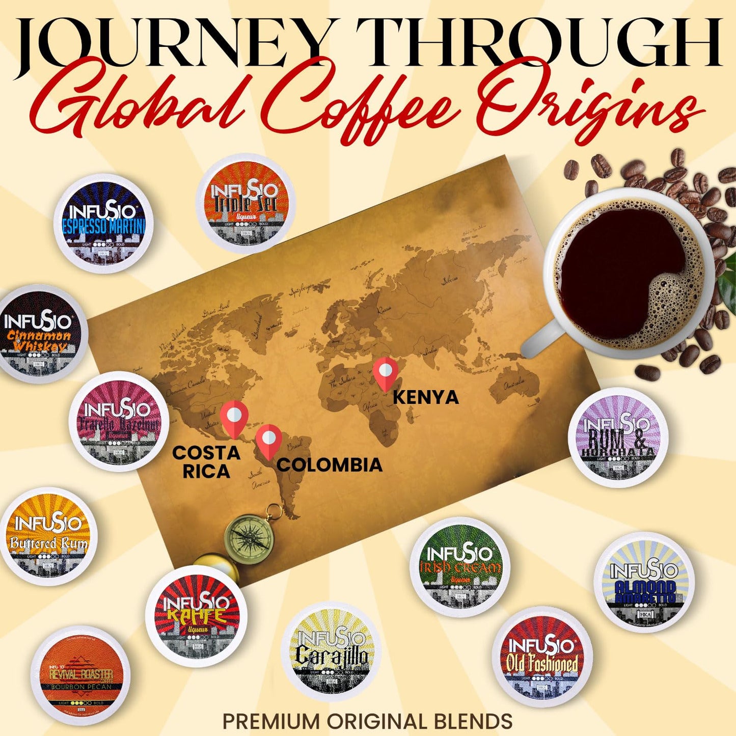 InfuSio spirit-inspired flavor Pecan Flavored Coffee Pods - 96 Count for Keurig K Cup malt-inspired
