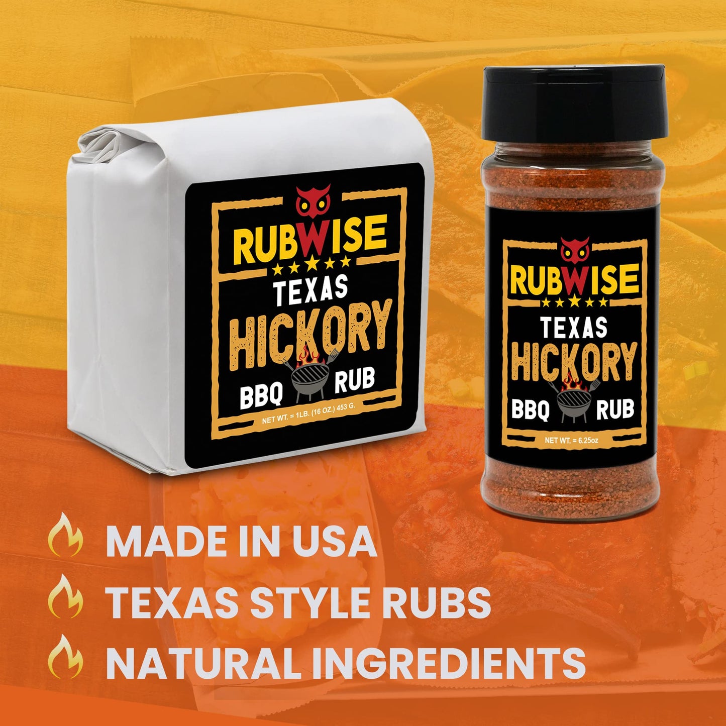 Five Star Seasonings Texas Style BBQ Hickory Rub, 16 oz, No MSG, Meat Seasoning for smoky aroma and Grilling, Perfect for Brisket, Chicken, Ribs, Pork