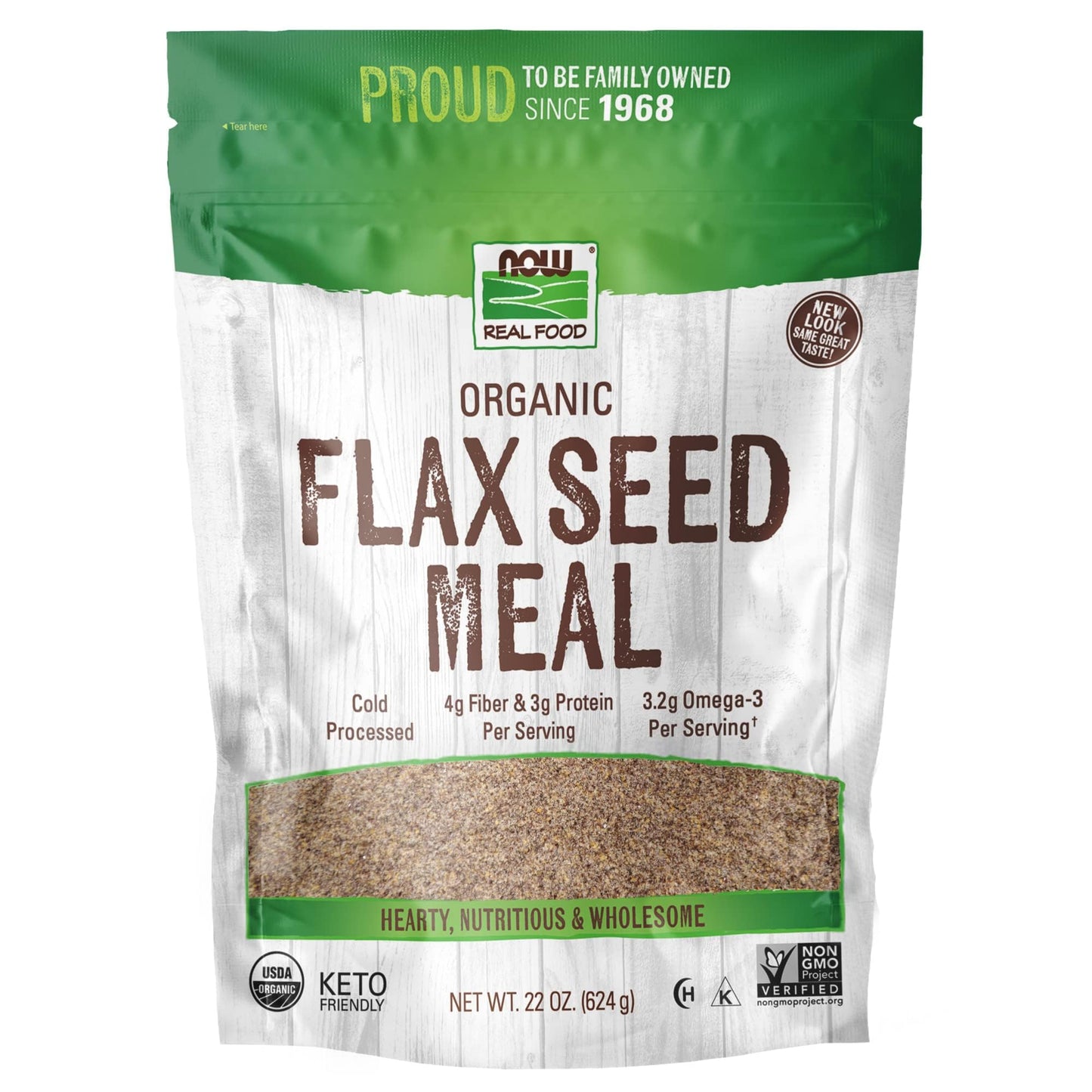 Now Foods, Organic Flax Seed Meal, Source Of Essential Fatty Acids And Fiber, Cold-Processed, Certified Non-Gmo, 22-Ounce (Packaging May Vary)