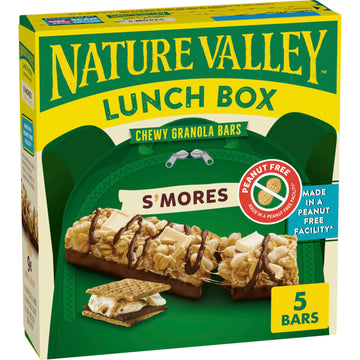 Nature Valley Lunch Box Chewy Granola Bars, S'mores, Peanut Free, 5 Bars, 4.6 oz