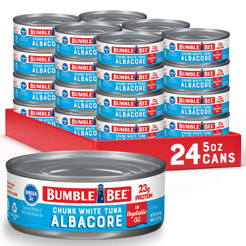Bumble Bee Chunk White Albacore Tuna in Oil, 5 oz Can (Pack of 24) - Wild Caught Tuna - 23g Protein per Serving, High in Omega-3