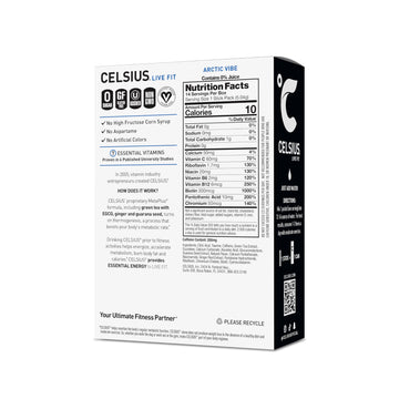 Celsius On-The-Go Powder Sticks Arctic Vibe, Essential Energy 2.5 Oz (14 Sticks Per Pack)