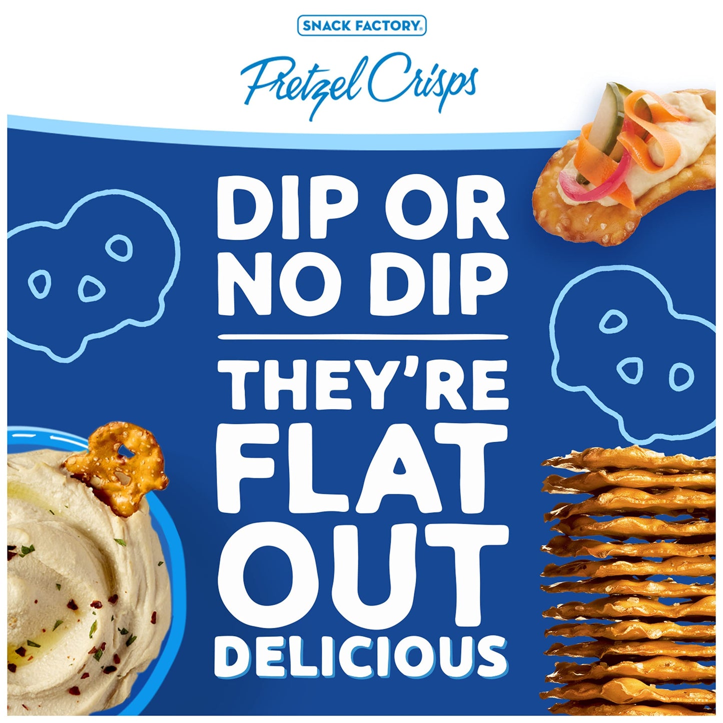 Snack Factory Pretzel Crisps, Original, On-The-Go Bag, 3 Oz (Pack Of 8)