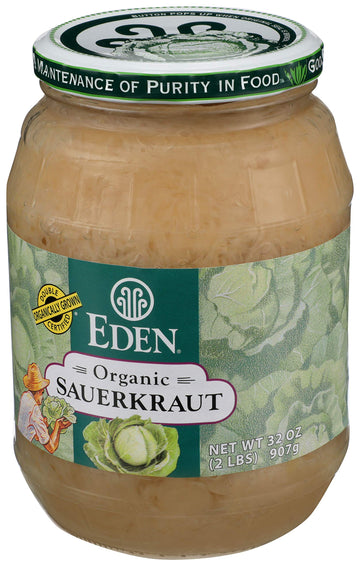 Eden Organic Sauerkraut, 32 Oz Glass Jar, Fine Cut