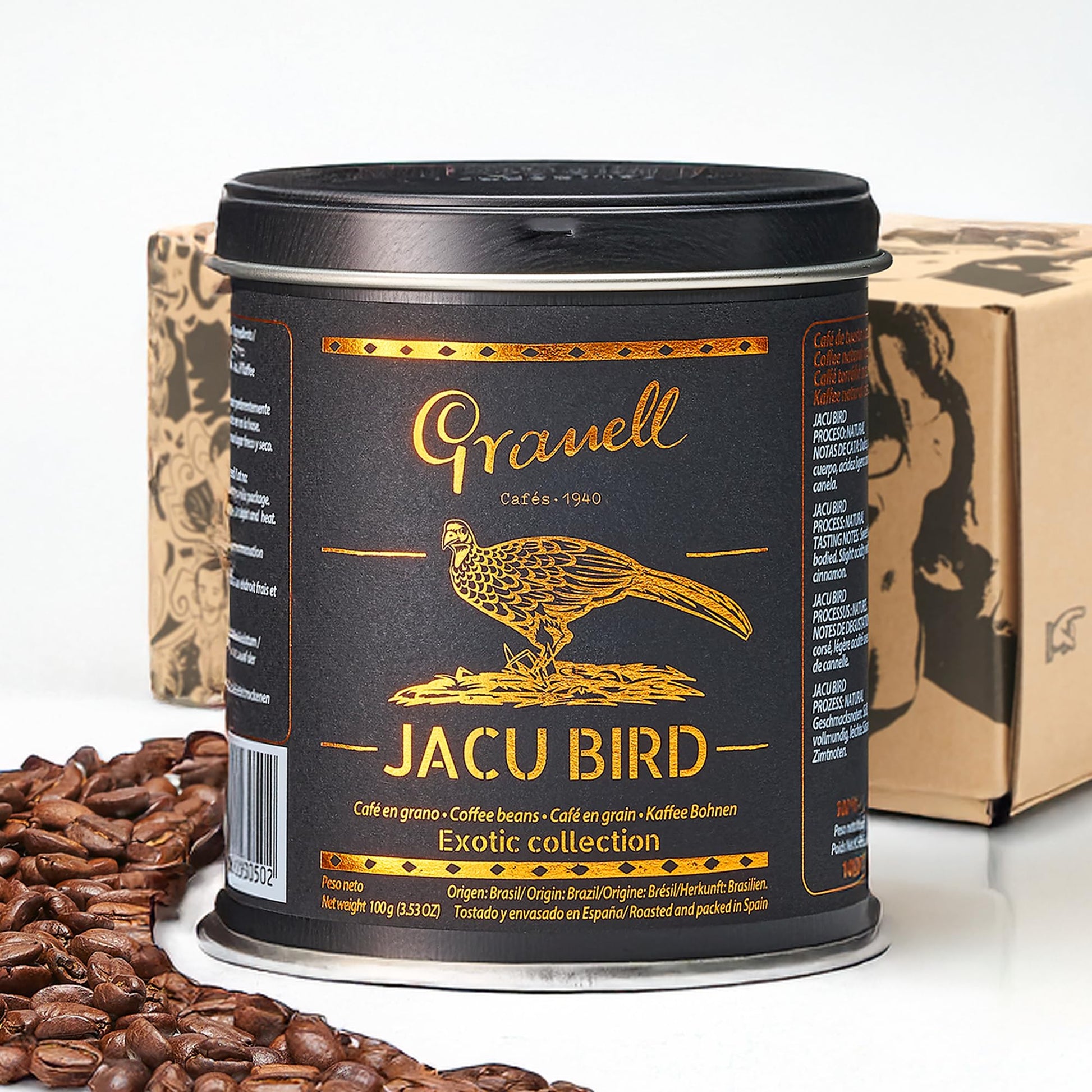 Granell Cafes 1940 Jacu Bird Coffee - Rare Brazilian Whole Bean - Medium Roast - Exotic Low Acid Gourmet