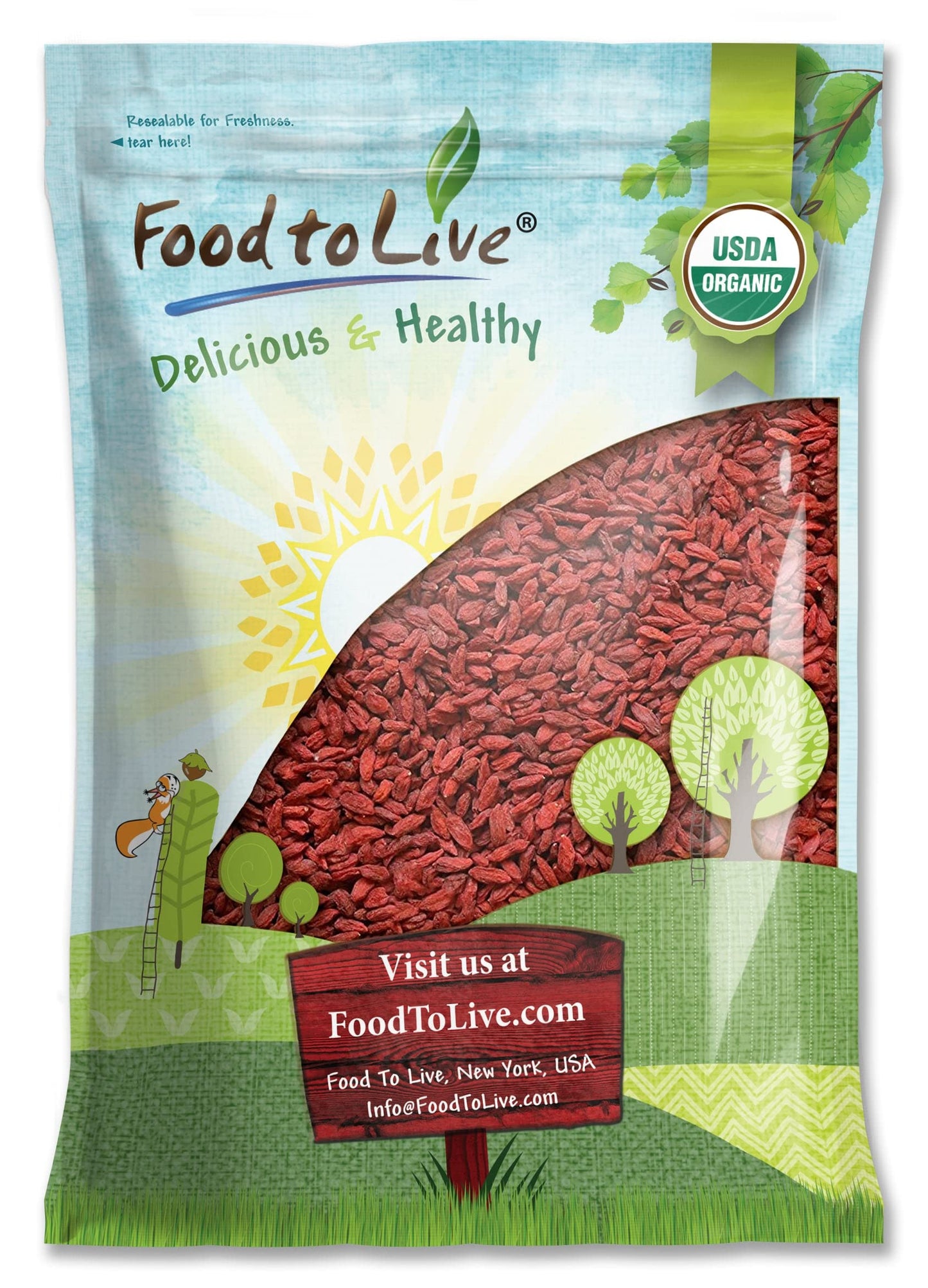Food to Live Organic Goji Berries, 5 Pounds - Non-GMO, Sun-Dried, Large and Juicy, Unsweetened, Sirtfood, Vegan, Bulk. High in I