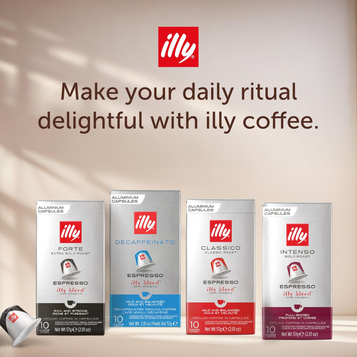 Illy Aluminum Espresso compact pieces for Nespresso Machines - Intenso Lungo Roast - 10 Count (Pack of 5)