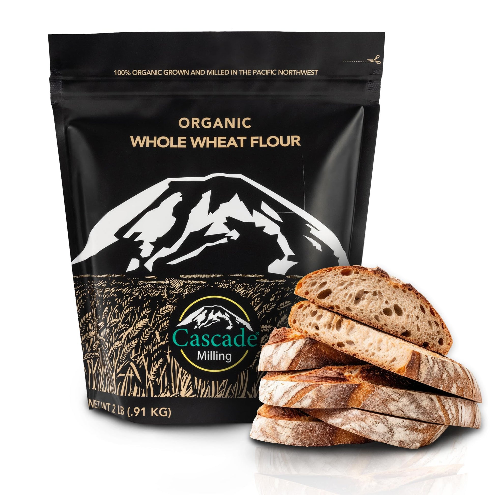 Cascade Milling Organic Whole Wheat Flour. High Protein Flour For Baking Bread, Buns, Bagels, Flatbread And More. Preservative F