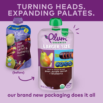 Plum Organics Tots & Beyond Pear Purple Carrot & Blueberry Fruit & Veggie Blend, Kosher, Usda Certified Organic, Non-Gmo, 7.5 Ou
