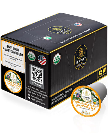Organic Chamomile Tea Pods For Keurig - Decaf Tea Pods - Pleasant Chamomile By Teavity (12 Tea Pods)