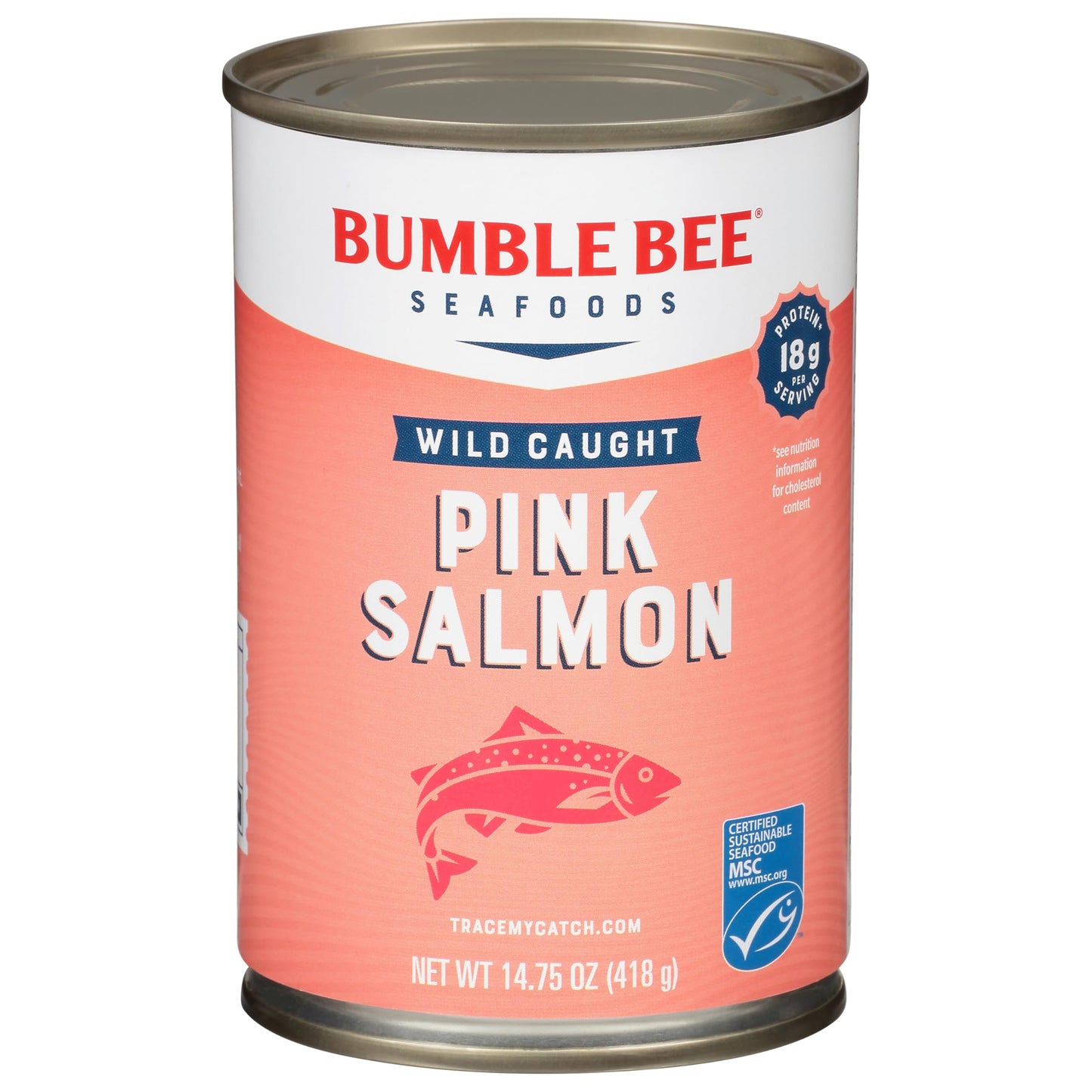 Bumble Bee Canned Pink Salmon, 14.75 Oz Can - Premium Wild Caught Salmon With Skin & Bones - 18G Protein Per Serving - Msc Certified Sustainable Seafood, Non-Gmo, Gluten Free, Kosher