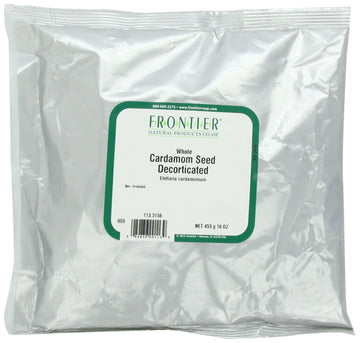 Frontier Cardamom Seed, Decorticated (No Pods), Whole, Extract Fancy Grade, 16 Ounce Bag
