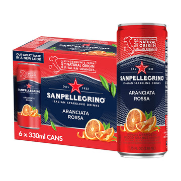Sanpellegrino Italian Sparkling Drink Aranciata Rossa, Sparkling Orange and Blood Orange Beverage, 11.15 Fl Oz Can