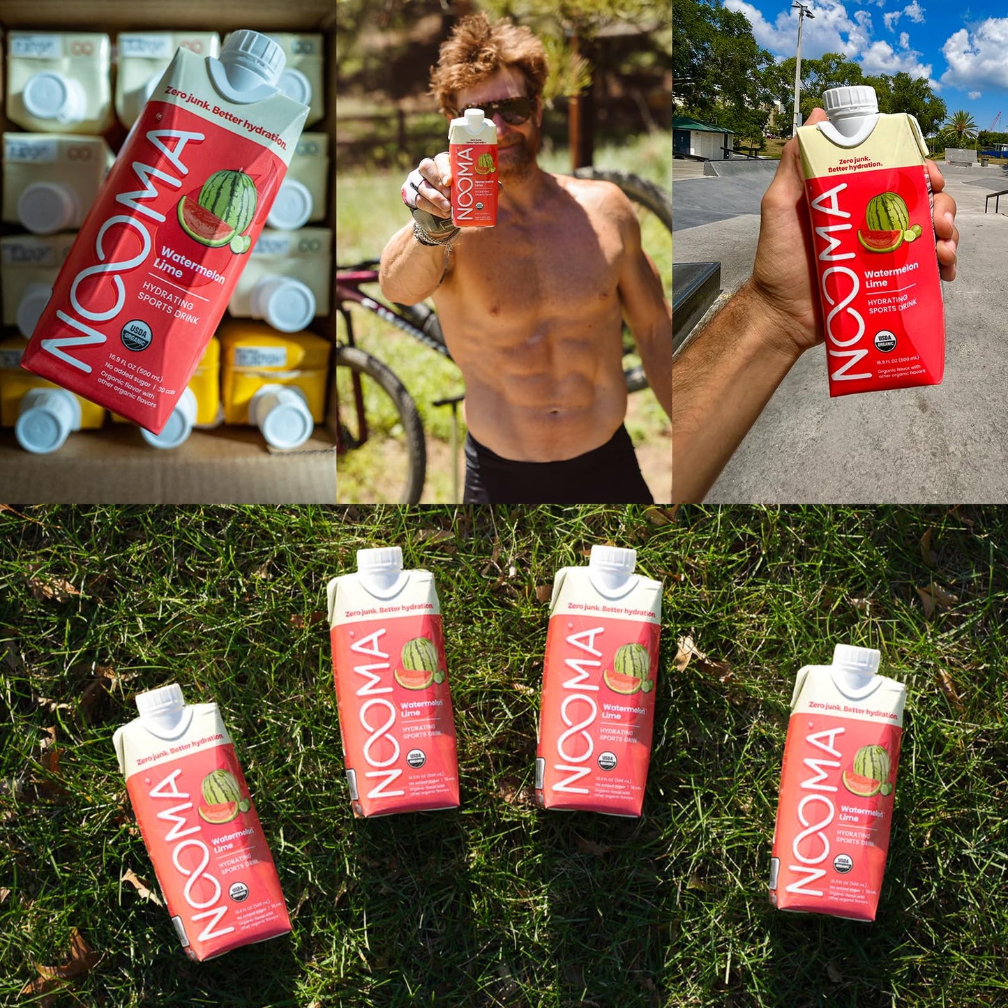 NOOMA Organic Electrolyte Sports Drink | Watermelon Lime | 16.9 Fl Oz (Pack of 12) | No Added Sugar, 30 Calories