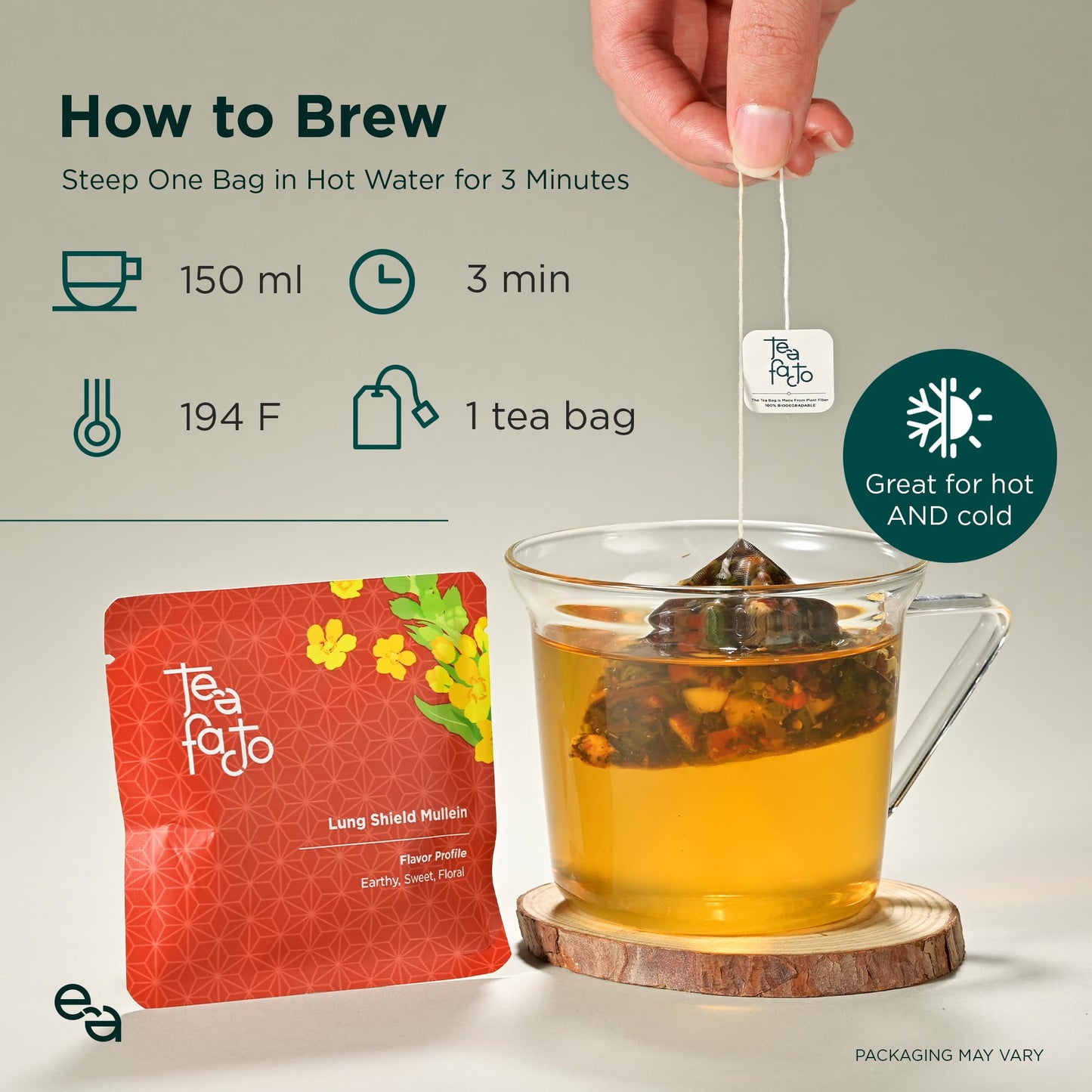 Tea Facto Lung Shield* Mullein Tea Bags - Whole Leaves Mullein Leaf Tea With 8 Herbs - 10 Packs