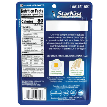 Starkist Albacore White Tuna In Water - 2.6 Oz Pouch
