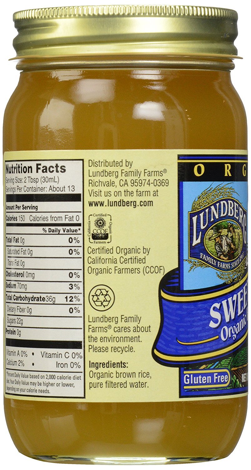Lundberg Family Farms - Organic Sweet Dreams Brown Rice Syrup, Substitute Sweetener, Replaces Sugar, Honey, Corn Syrup, Non-GMO,