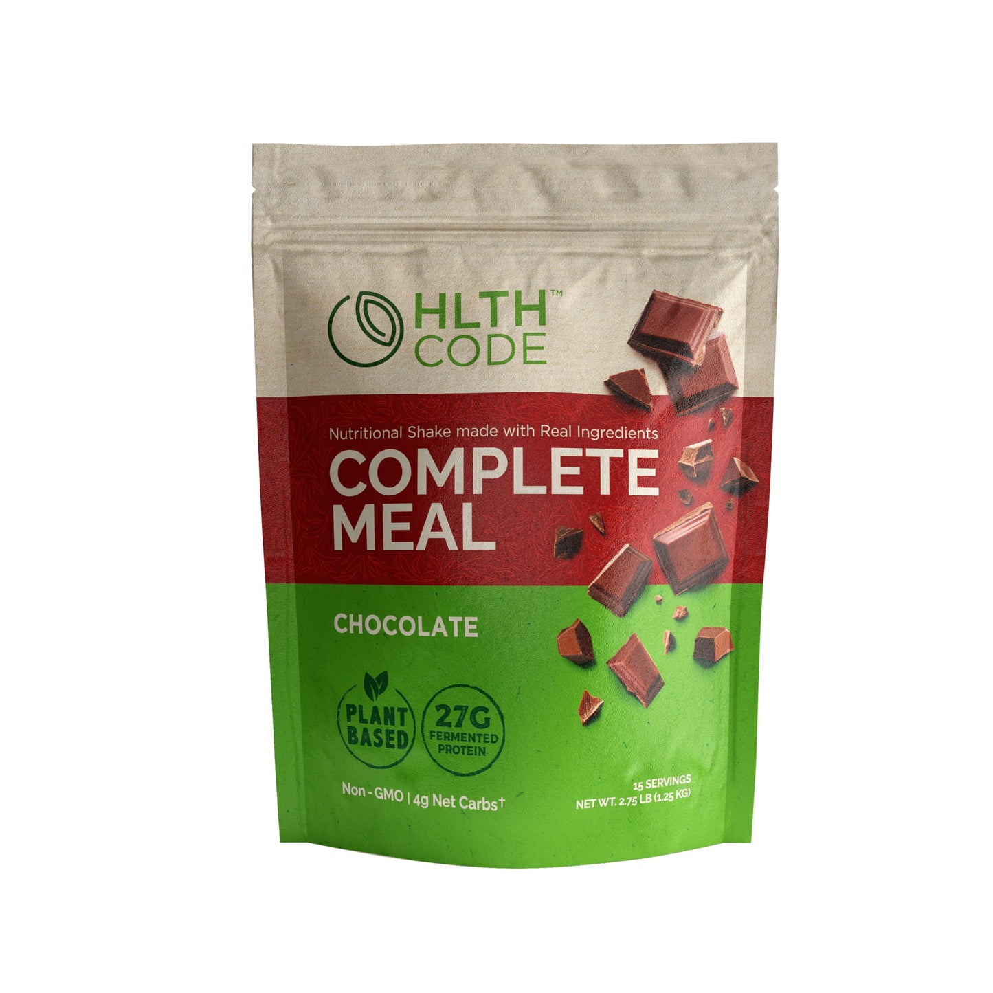 HLTH CODE Complete Meal Replacement Shake - Keto Friendly, High Protein, Low Carb, Plant Based Chocolate, 44 Ounce