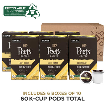 Peet's Coffee Light Roast K-Cup Pods - Sun Catcher, 60 Count (6 Boxes of 10 Pods)