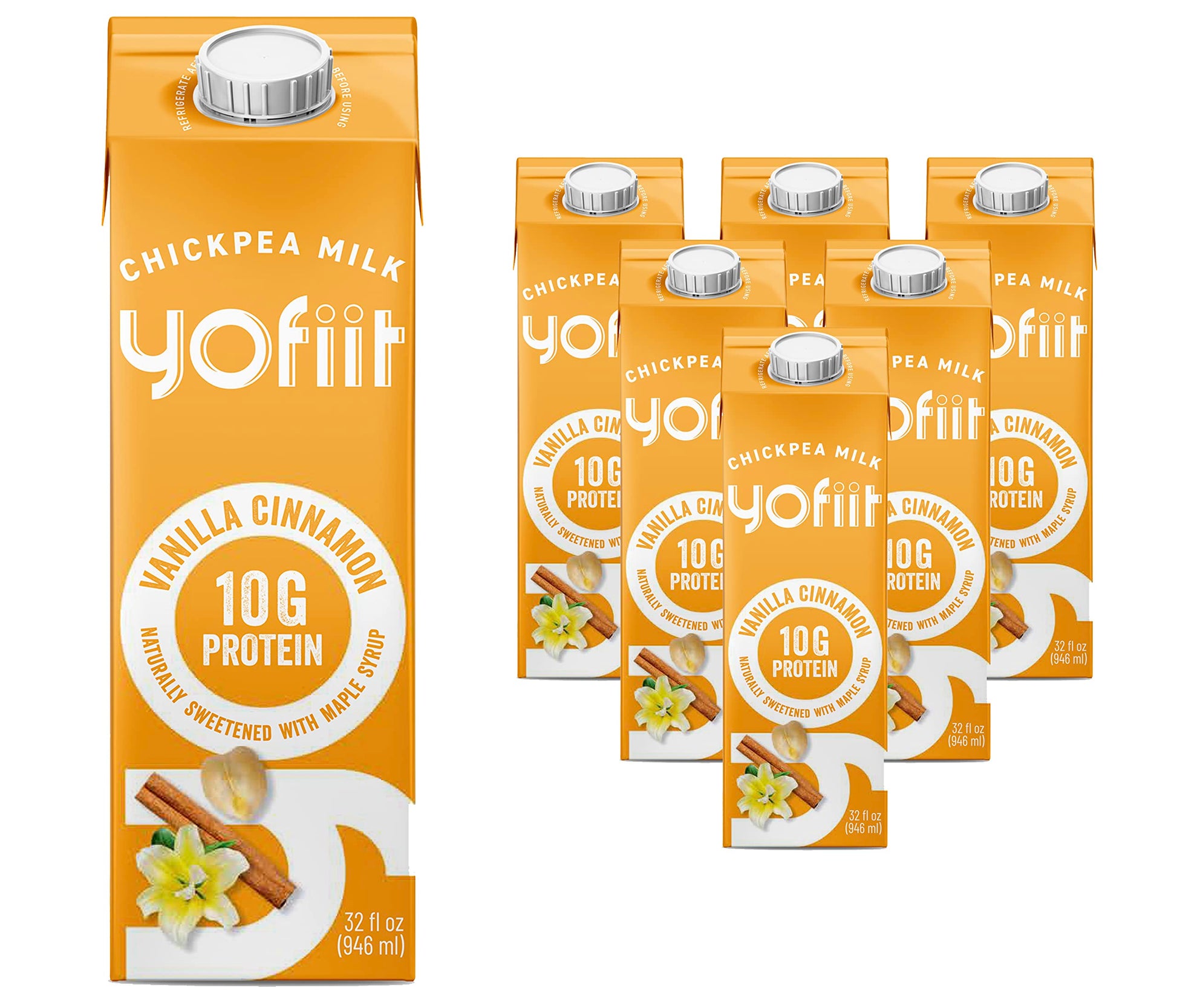 Yofiit Vanilla Cinnamon Plant Based Milk With Pea Protein And Flax - More Protein Than Almond Milk - Non Dairy Coffee Creamer, V