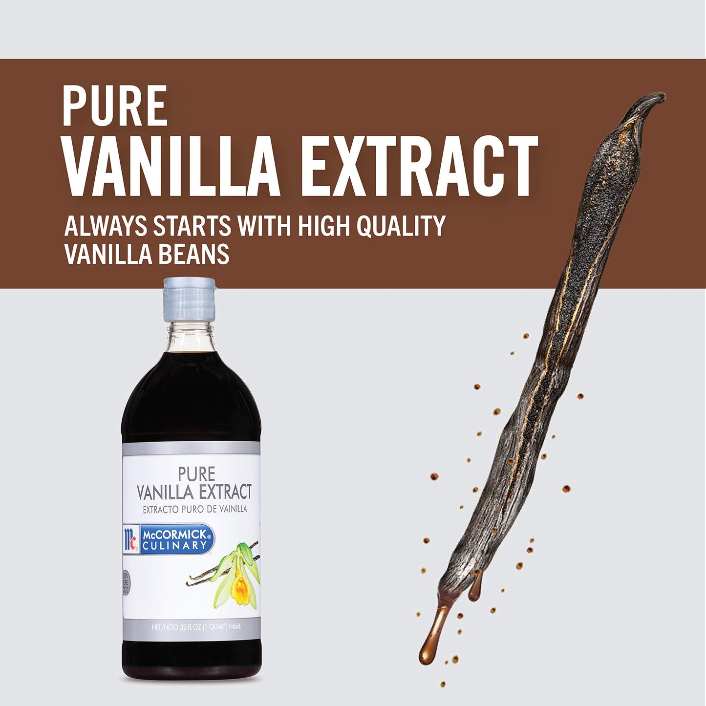 McCormick Culinary Pure Vanilla Extract - 16 Fl Oz - Ideal for Baking Cakes, Cookies, Custards, Icing, and Drinks