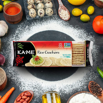 Ka-Me Wasabi Rice Crackers 3.5 Oz, Authentic Asian Ingredients, Certified Gluten-Free, No Artificial Flavors/Colors, Non Gmo - (