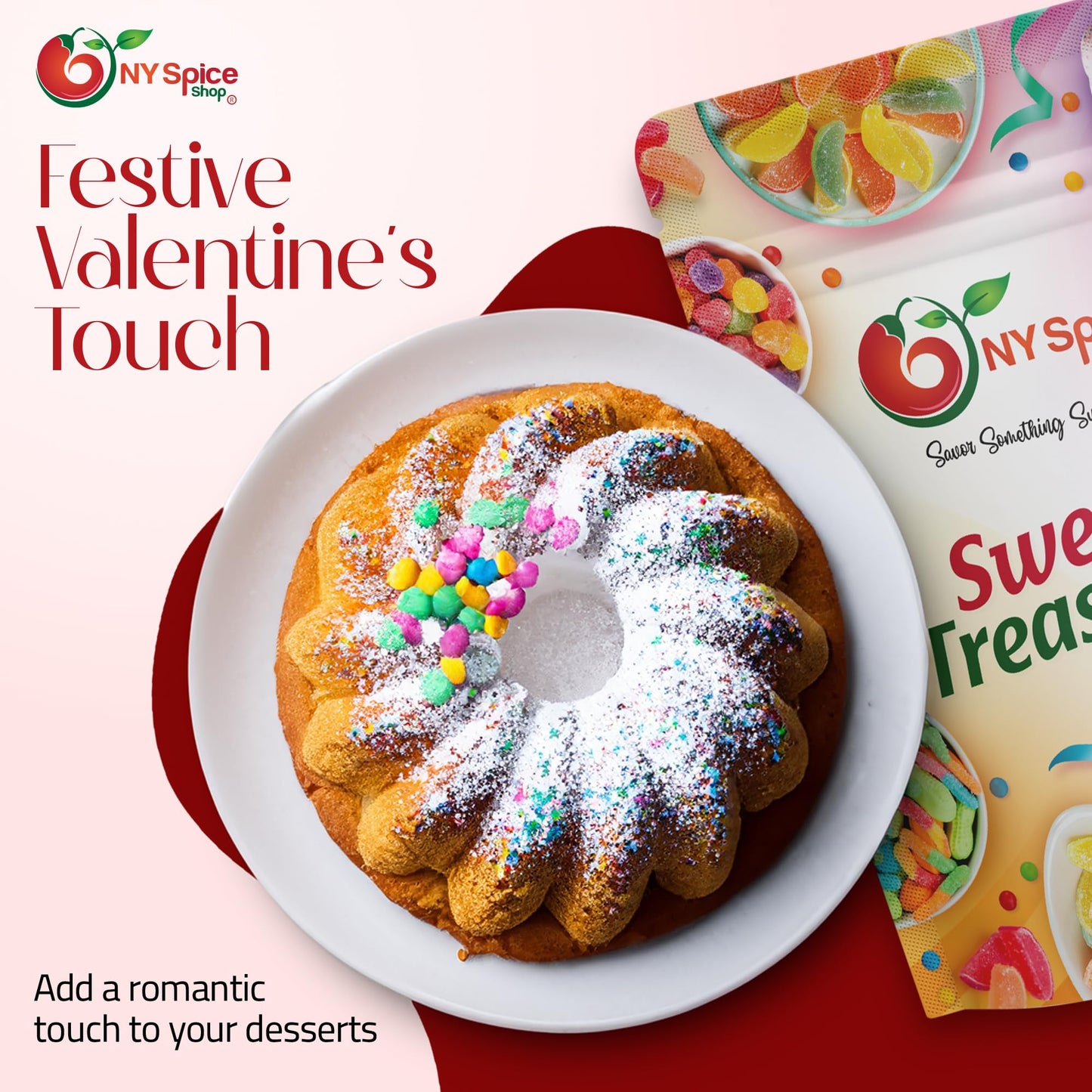 NY Spice Shop Edible Sprinkles - 1 Pound Valentine Sanding Sugar for Cookie Decoration