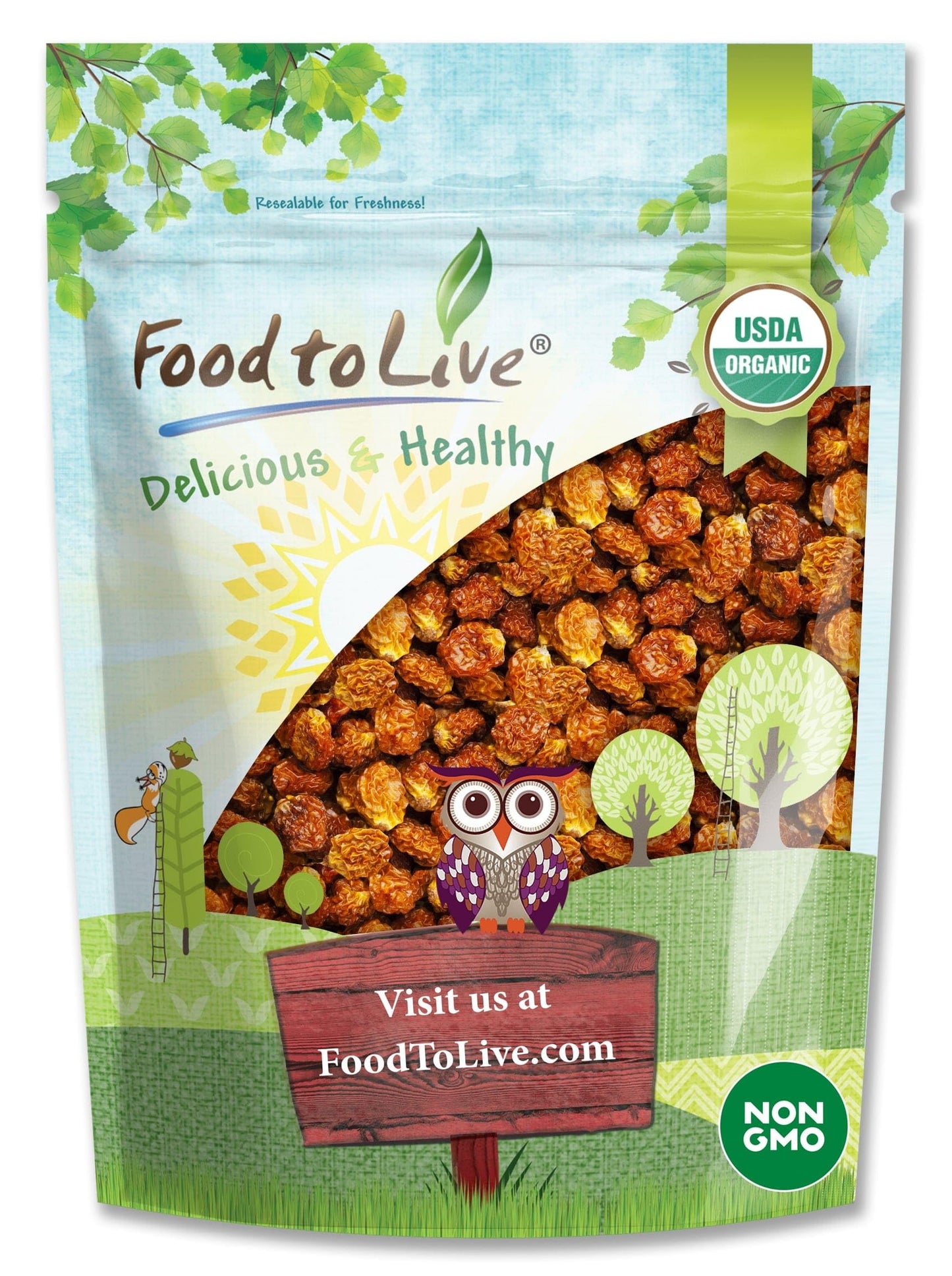 Food To Live Organic Golden Berries, 8 Ounces Non-Gmo, Whole Dried Berries, Unwseetened, Sulfite-Free, Kosher, Vegan, Bulk. Rich In Vitamin A. Soft, Chewy Texture. Great For Baked Goods, Granola.