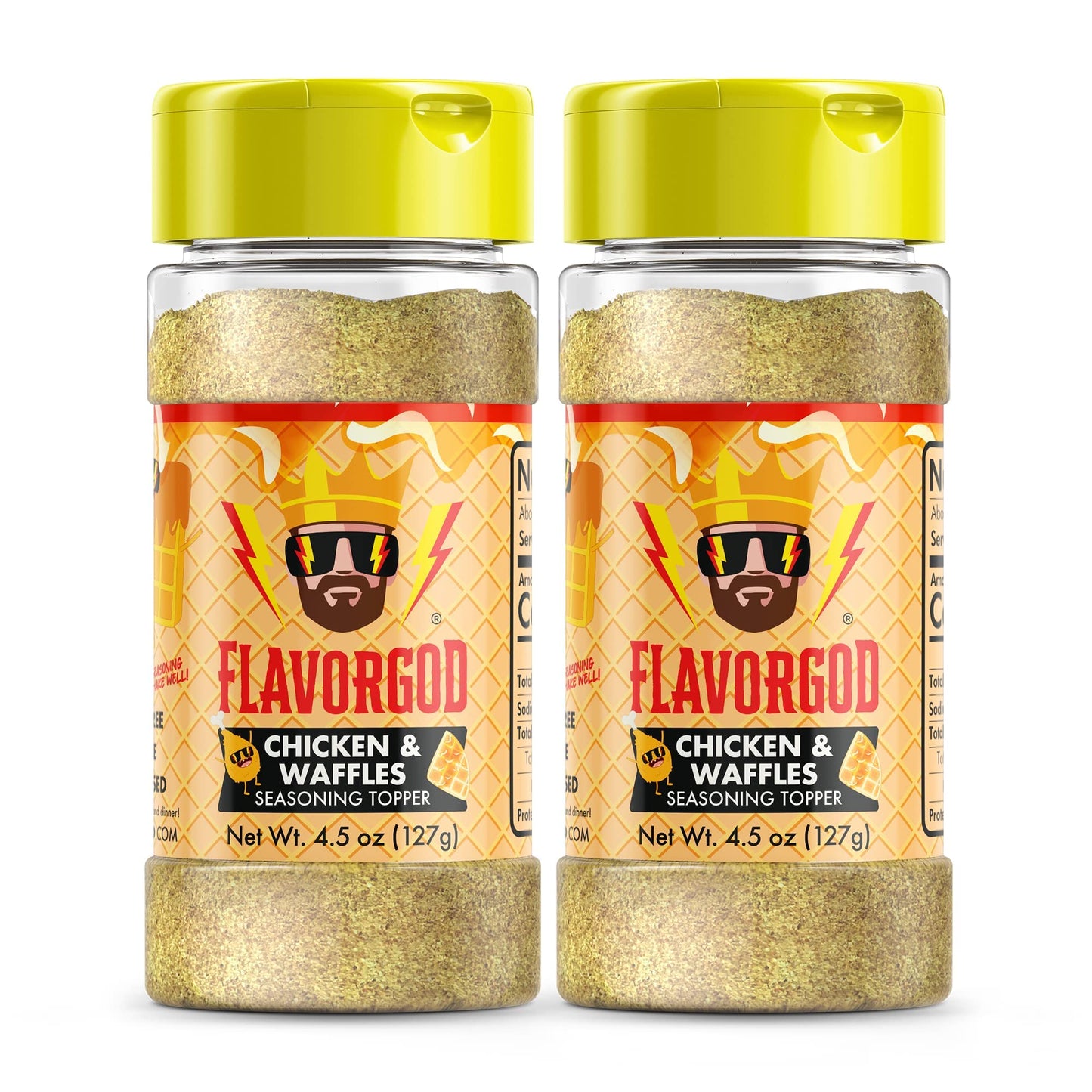 Chicken & Waffles Seasoning Topper Mix, 2 Bottles By Flavor God - Enhanced All Natural & Healthy Spice Blend For Chicken, Pasta & Vegetables - Kosher, Low Sodium Great Flavor Spices And Seasoning Gift