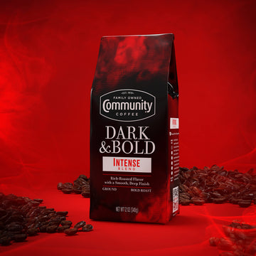 Community Coffee Dark & Bold Intense Blend 72 Ounces, Dark Roast Ground Coffee, 12 Ounce Bag (Pack Of 6)