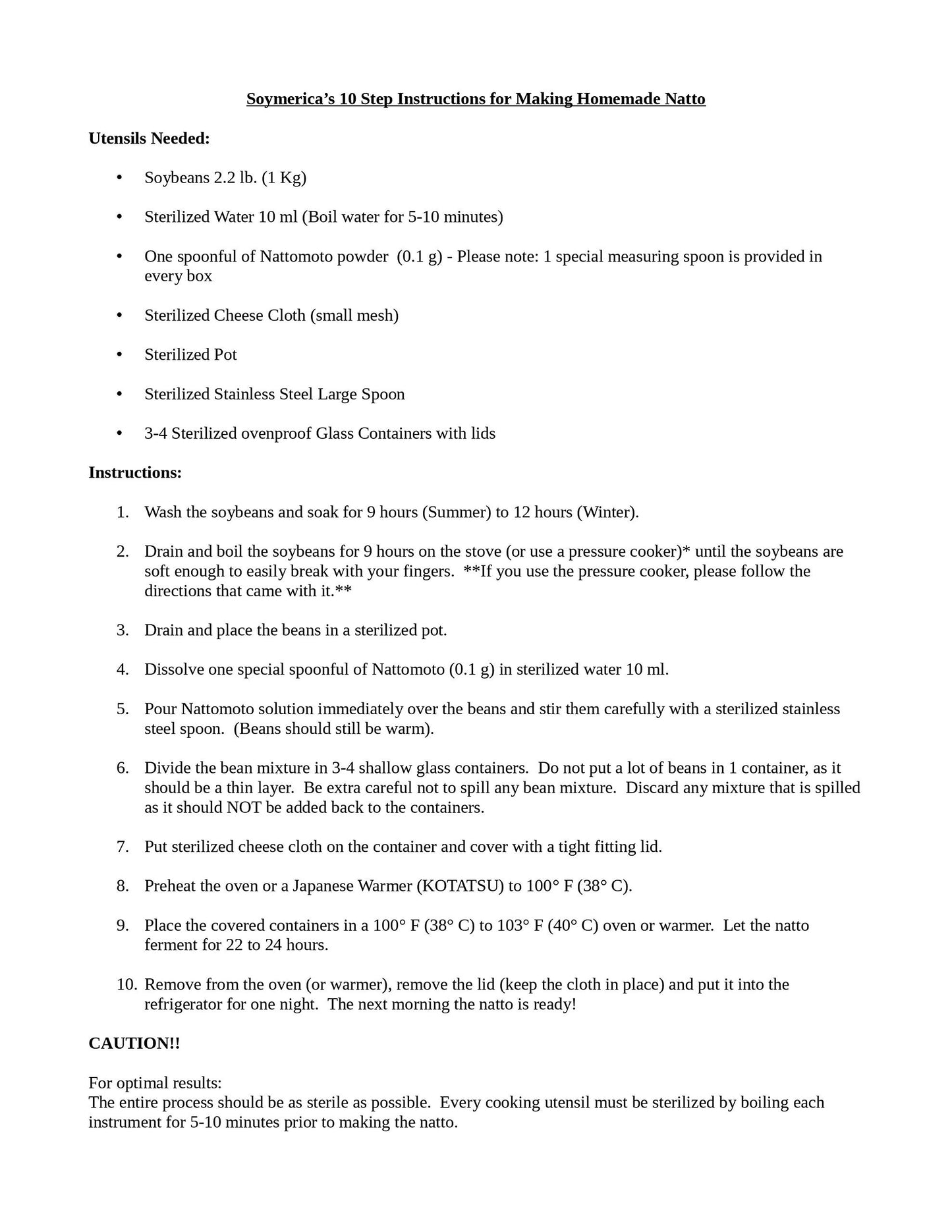 Nattomoto Japanese Natto Starter Spores - 3g (Makes 30kg) - 100% Organic Soybean Extract - Product of Japan