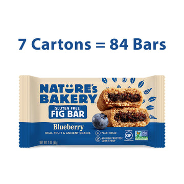 Natures Bakery Gluten Free Fig Bars, Blueberry, Real Fruit, Vegan, Non-GMO, Snack bar, 12 Count (Pack of 7)