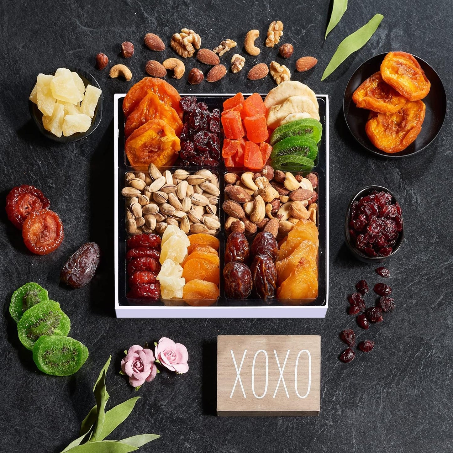 Easter Dried Fruit & Nuts Gift-Basket Arrangement Platter, Gourmet Food Snack Box, For Easter Day, Healthy Kosher, Her Him, 12 S