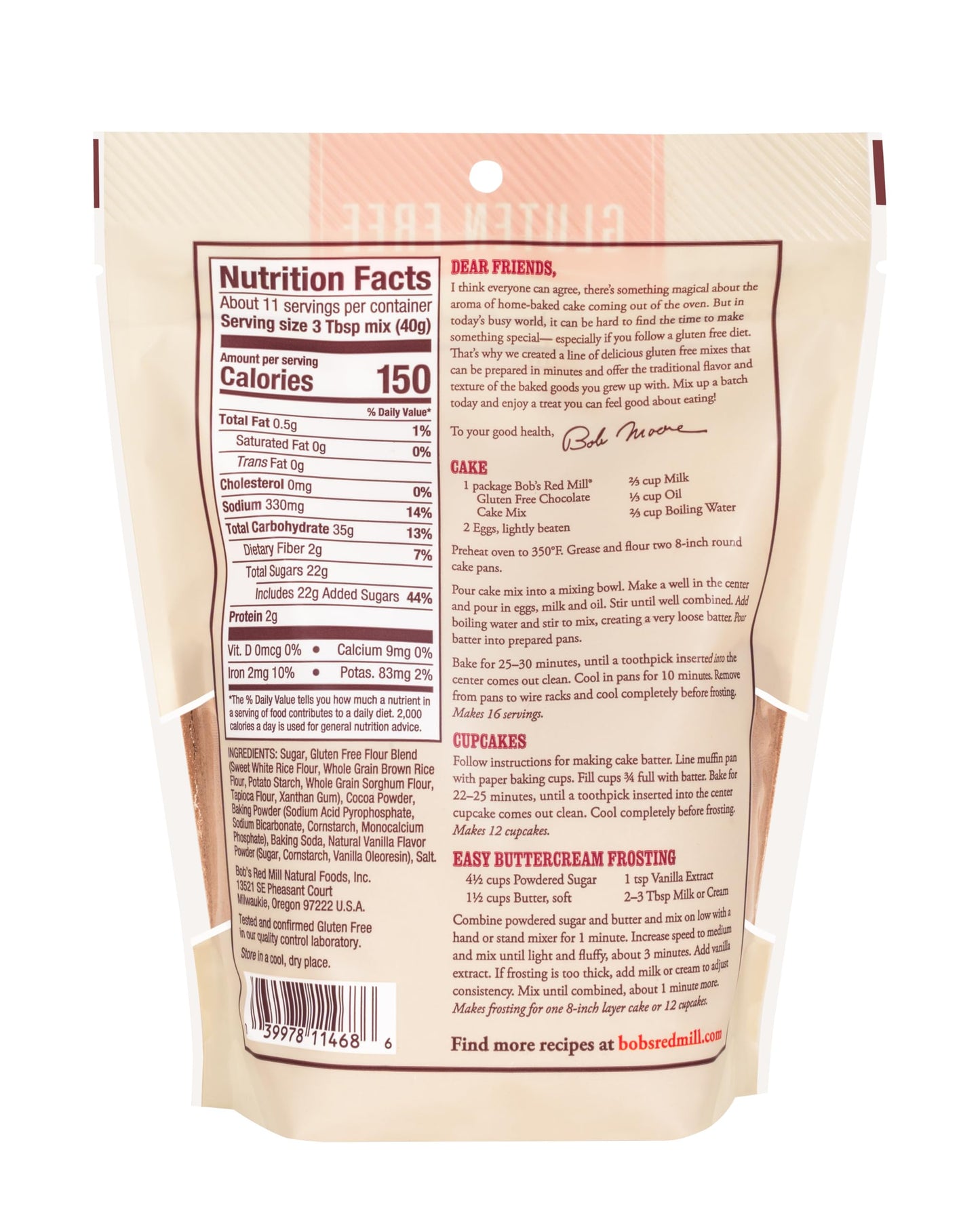 Bob'S Red Mill Gluten Free Chocolate Cake Mix, 16 Oz (Pack Of 4)